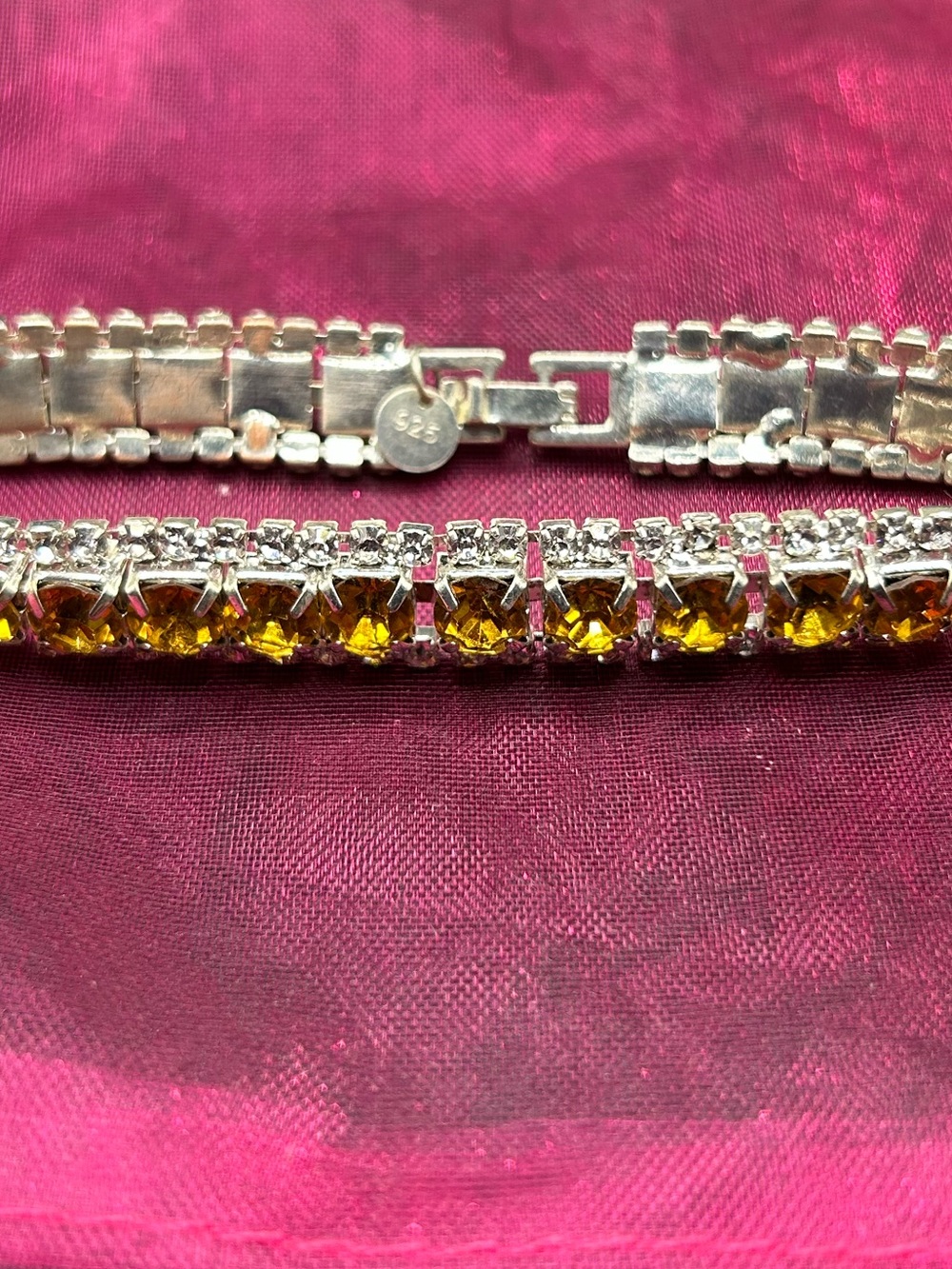 95- yellow citrine color rhinestone bracelet
